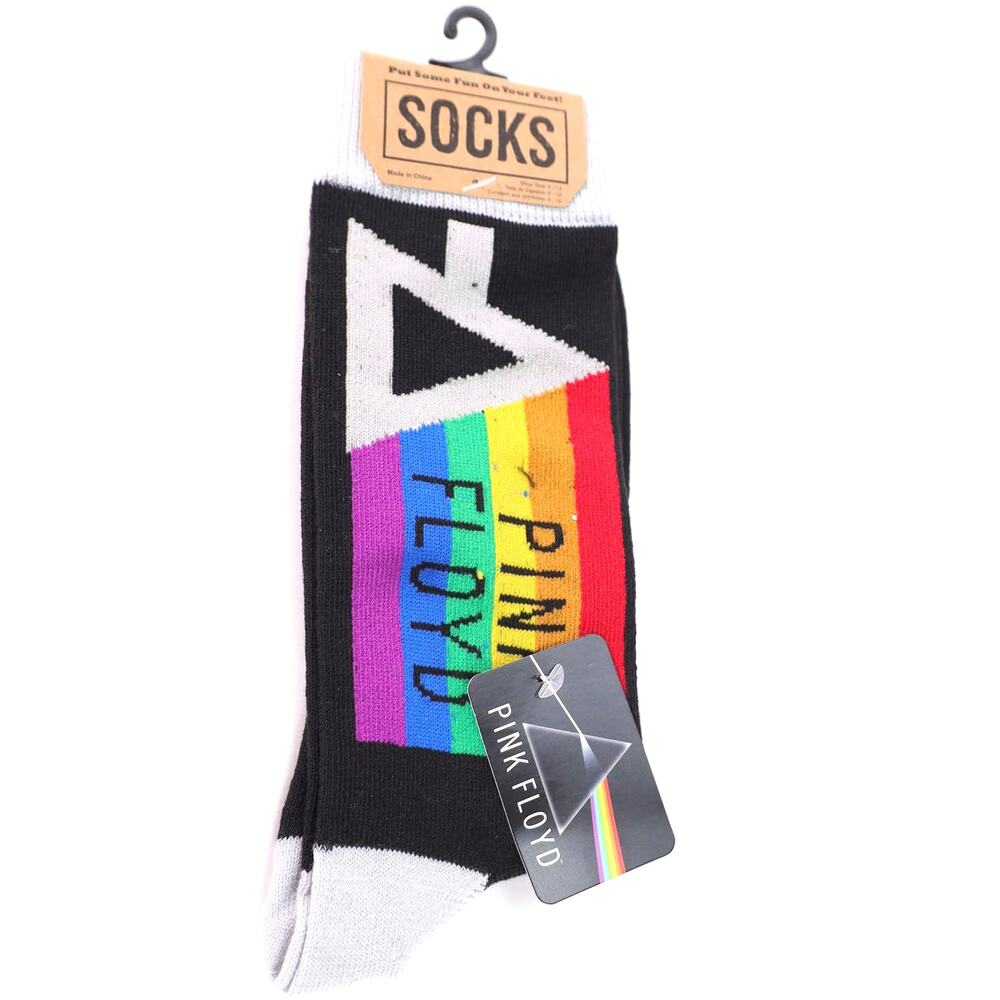 Pink Floyd Prism Crew Socks – Men's Novelty Socks – Black Rainbow – NWT